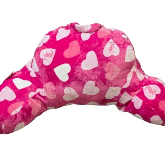 Juicy Couture Home JC Logo Hearts Plush Bed Rest Pillow w/Cell Pocket - Picture 2 of 6